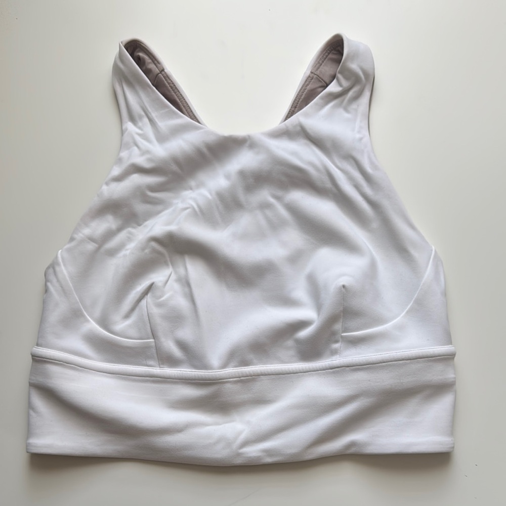 Lulemon White Sports Bra with Wide Straps and High Neckline